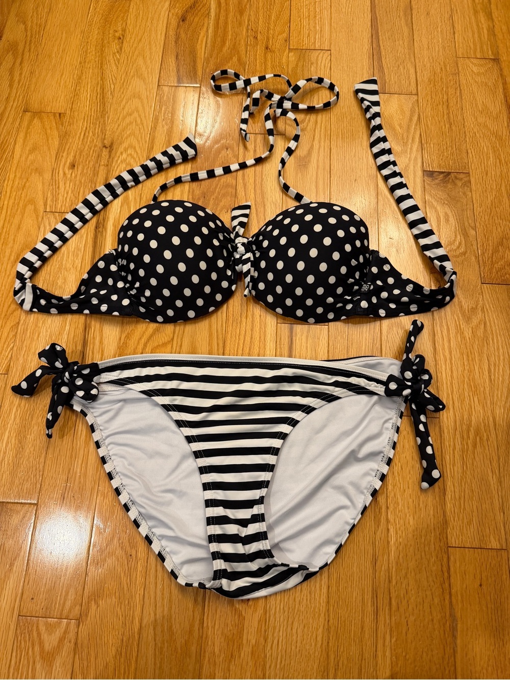 La Vie En Rose White and Black Trim Swim Top